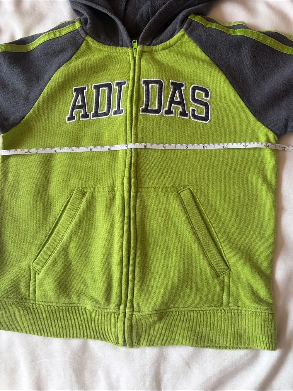 Adidas Kids' Green & Black Hooded Zip Fleece Jacket
